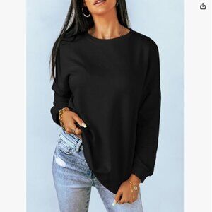 Women Crew Neck Sweatshirt Casual Loose Soft Long Sleeve Pullover Top Athletic